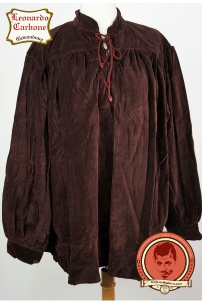 Camisa medieval de terciopelo marrón - edición limitada