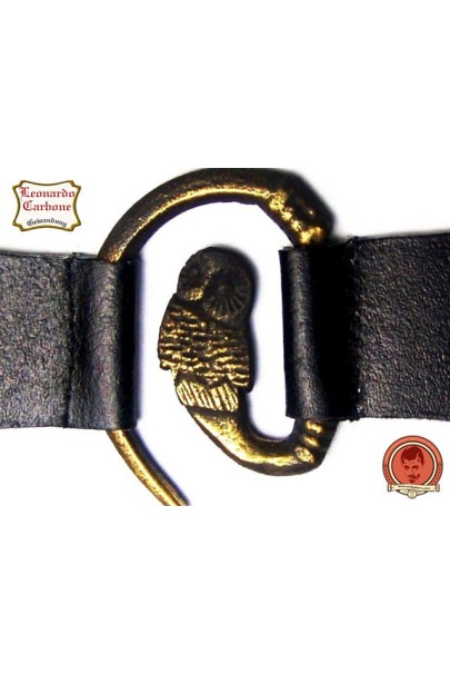Metal clasp owl with leather