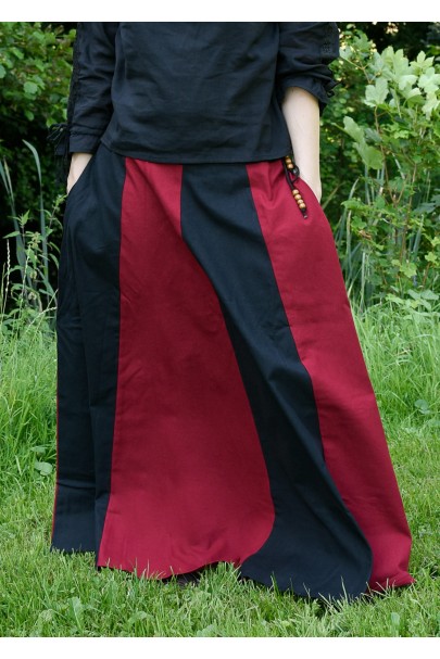 Falda medieval de mujer, negro/rojo