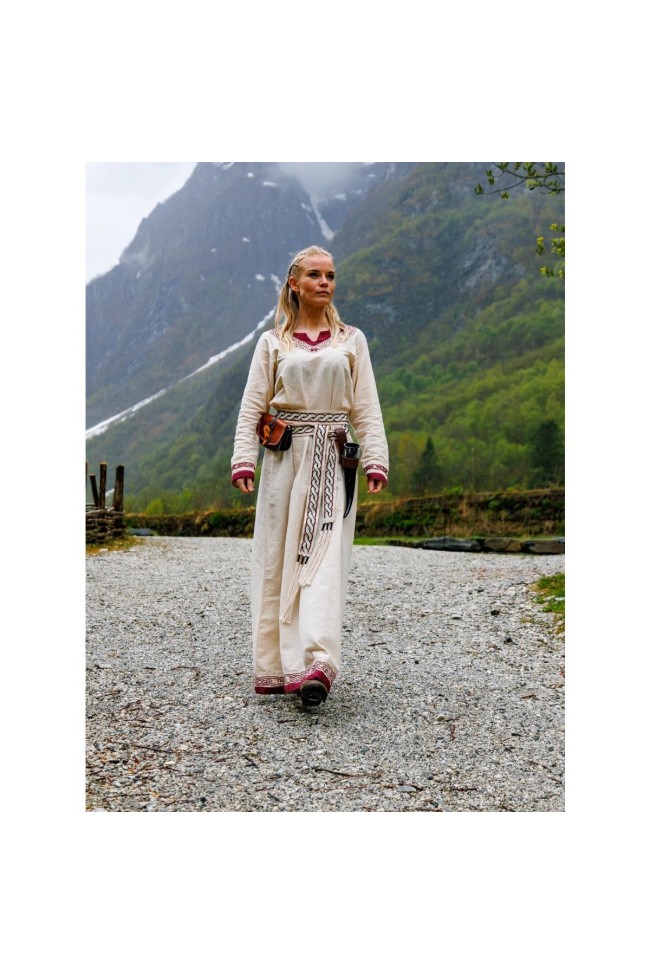 Vestido Vikingo "Lagertha" Natural / Rojo
